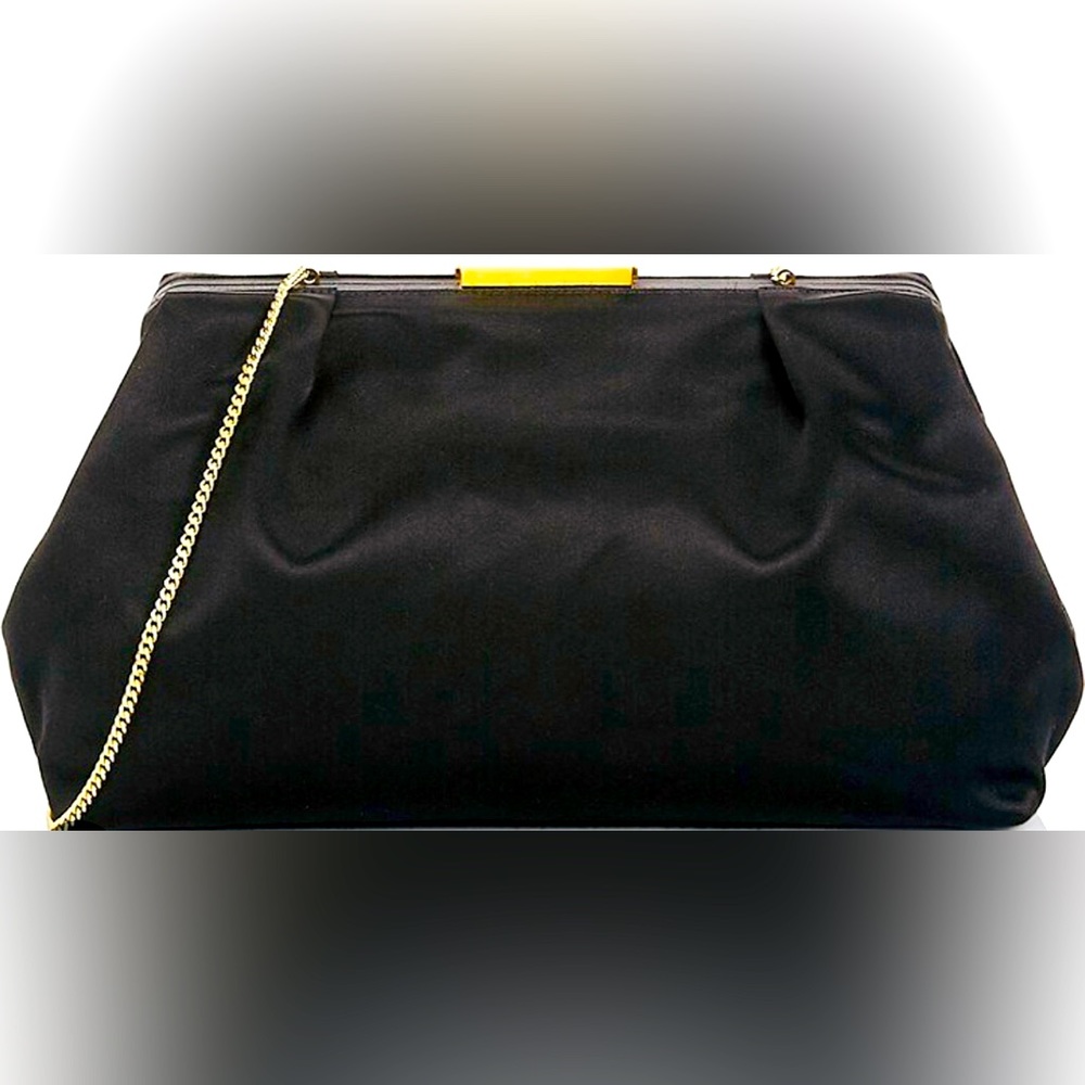 DeMellier The Florence Black Satin Clutch